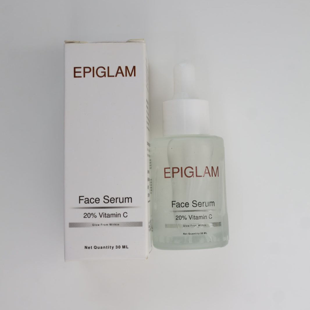 Epiglam face serum vitamin C bottle and box 